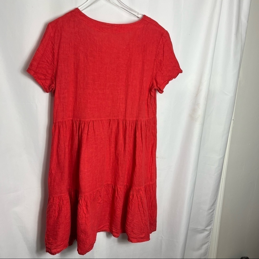 Francesca Bettini Italy 100% Linen Babydoll Dress Sz Medium 1125 - Picture 3 of 3